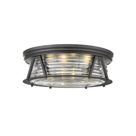 Z-Lite Cape Harbor 4 Light Flush Mount, Matte Black & Clear 491F4-MB
